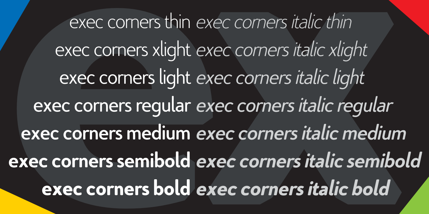Пример шрифта Exec Corners Thin